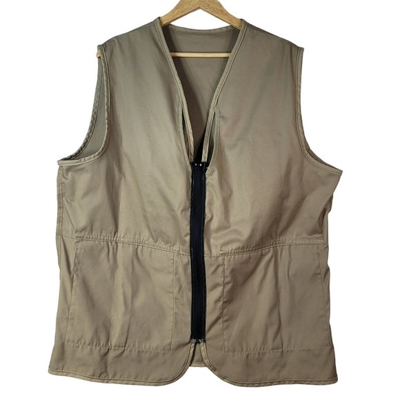 Ideal Utility Vest Brown Khaki Large Pockets Zip USA Made Photo Hunting Hiking - Picture 5 of 9